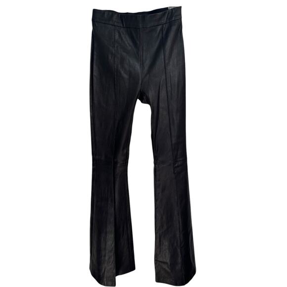 Rosetta Getty Pintuck Flare Leather Pants size US 2 Black Pull-On - Picture 15 of 15